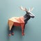 Playful Origami Moose: Minimalist 3d Paper Deer With Contrasting Colors