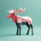 Playful Origami Moose: Minimalist 3d Rendering Design