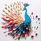 Playful Origami Peacock: Minimalist Composition With Curiosity And Friendliness