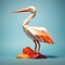 Playful Origami Pelican: A Minimalist Composition With Curiosity And Friendliness