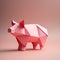 Playful Origami Pig: Minimalist 3d Illustration With Subtle Gradients