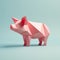 Playful Origami Pig: A Minimalist Composition With Curiosity And Friendliness
