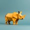 Playful Origami Rhino: Minimalist Composition With Consistent Color Palette