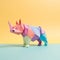 Playful Origami Rhino: Minimalist Design With Bold Colors