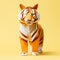 Playful Origami Tiger: Minimalist Composition With Strong Facial Expression