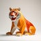 Playful Origami Tiger: Minimalist Paper Toy With Vibrant Colors