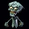 Playful Origami Zombie Head: Detailed Caricature Design