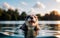 Playful Otter Diving and Splashing in the Crystal-Clear Lake