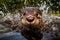 Playful Otters in the water