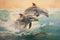 Playful Pair loving dolphins. Generate Ai