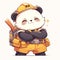 A playful panda sanitation worker cartoon style