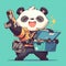 A playful panda sanitation worker cartoon style