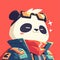 A playful panda software engineer cartoon style