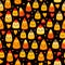 playful pattern showcasing candy corn in various arrangements, paired with smiling