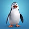 Playful Penguin Animation On Photorealistic Blue Background