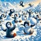 Playful Penguins: Snowball Fight in Antarctica