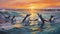 Playful Penguins: A Whistlerian Sunset In Panoramic Scale