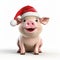 Playful Photorealistic 3d Rendering Of Pig Wearing Santa Hat