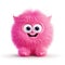 Playful Pink Fuzzy Cartoon Monster. Generative ai