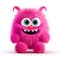 Playful Pink Fuzzy Cartoon Monster. Generative ai