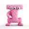 Playful Pink Monster Letter X On White Background