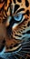 Playful Pinstriped Tiger Closeup on Ocelot: A Hyperrealistic and Dynamic Composition