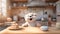 Playful Polar Bear Enjoying Cake In Dreamy Kitchen