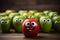 Playful Posse: A Cheeky Army of Anthropomorphic Apples on a Vibr