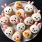 Playful Rabbit Macarons: Detailed Facial Features In A Plate