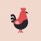 Playful Rooster Icon In Black And Red - Detailed Character Design