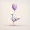 Playful Seagull With Purple Balloon: A Whimsical Speedpainting