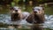 Playful seal swimming in natural beauty pond generated by AI