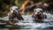 A playful seal swims underwater, whiskers and fur in focus generated by AI