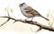 Playful Sparrow Elegance on White Background