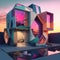 Playful surreal architecture. Super modern extravagant house. generative ai. Surreal modern villa. Futuristic luxury geometric