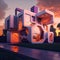 Playful surreal architecture. Super modern extravagant house. generative ai. Surreal modern villa. Futuristic luxury geometric