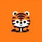 Playful Tiger Child Logo On Orange Background