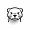 Playful Typography: Otter Face Icon In Black And White