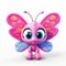 Playful And Vibrant Pink Squishy Butterfly 3d Clay Render