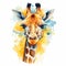 Playful Watercolor Giraffe Sticker With Realistic Color Palette