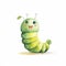 Playful Watercolor Illustration Of A Cute Green Caterpillar