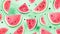 Playful Watermelon And Watercolour Background With Cartoonish Illustrations