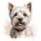 Playful West Highland Terrier Dog Portrait In Digital Painting Style