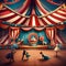 Playful and whimsical circus scene with acrobats and colorful tents Vibrant and lively illustration for entertainment or event p