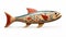 Playful Wood Carving Of A Salmon With Geometric Stripes