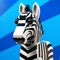 Playful Zebra In Lego Style On Bold Blue Background