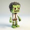 Playful Zombie Cartoon Model In Voxel Art Style