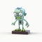 Playful Zombie Figurine On Wooden Base - Photorealistic Rendering