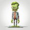 Playful Zombie In Suit: A Detailed And Modern Flat Style Character Design