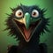 Playfully Dark Cartoon Bird With Angry Eyes